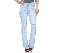 Sotala Schlaghose Damen Schlagjeans Destroyed mit Rissen - Bootcut Jeans mit Löchern Ripped Style - Flared Leg Denim Blau - Mittelbund Hose - Modern Urban Look - Streetwear Blau