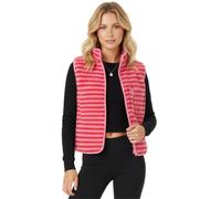 SotRong Damen-Fleece-Weste aus Sherpa, gestreift, ärmellos, durchgehender Reißverschluss, flauschig, weich, warm, Stehkragen, leichte Freizeit-Oberbekleidung, rot / pink, M