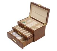 soudesileim Schmuckkasten mit 3 Ebenen, 28 * 19 * 18cm Schmuckkästchen Damen, Schmuckbox holz mit Halskettenhaken, für Schmuck, Halsketten, Ringe, Geschenk (Braun)