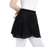 Soudittur Ballettrock Mädchen Schwarz zum Überziehen Wickelrock aus Transparentem Chiffon Tanz Rock für Kinder und Damen (L)
