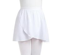 Soudittur Ballettrock Mädchen Weiß zum Überziehen Wickelrock aus Transparentem Chiffon Tanz Rock für Kinder und Damen (L)