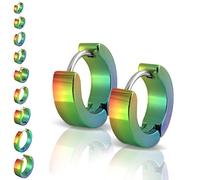 Soul-Cats 1 Paar Creolen aus Edelstahl in regenbogen, Ø 14mm / 7mm breit