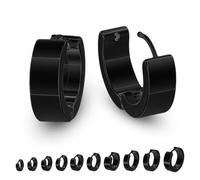 Soul-Cats 1 Paar Creolen schwarz Edelstahl - Unisex Ohrringe für Damen & Herren, schlicht & modern, Ø 16mm / 7mm breit