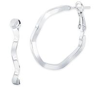 Soul-Cats 1 Paar Creolen Zickzack gebogen Hoops Ohrringe silbern, Größe: Ø 3 cm