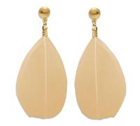 Soul-Cats 1 Paar dezente, pastell farbene Feder Ohrringe für Damen im Boho Style, Farbe: beige