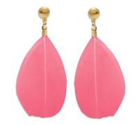 Soul-Cats 1 Paar dezente, pastell farbene Feder Ohrringe für Damen im Boho Style, Farbe: pink