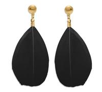 Soul-Cats 1 Paar dezente, pastell farbene Feder Ohrringe für Damen im Boho Style, Farbe: schwarz