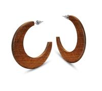 Soul-Cats 1 Paar Holz Creolen Ø 50 mm dunkelbraune Statement Ohrringe Boho Ethno Damen Hoops leicht