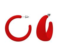 Soul-Cats 1 Paar Kunststoff Creolen in 9 trendigen Farben Acryl Ohrstecker Ohrringe Hoops Retro, Farbe: rot
