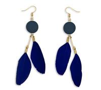 Soul-Cats 1 Paar pastell farbene Feder Ohrringe für Damen im Boho Style, Farbe: dunkelblau