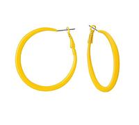 Soul-Cats 1 Paar schöne Creolen Ohrringe Ohrstecker Hoops Ø 50 mm 80er Style, Farbe: gelb