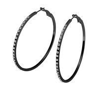 Soul-Cats 1 Paar schwarze Creolen mit Strass, Größe: Ø 6 cm