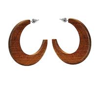 Soul-Cats 1 Paar Statement Holz Creolen braun große Ohrringe Natur Ethno Boho Style Hoops, Farbe: braun