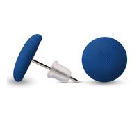 Soul-Cats 1 Paar Stoff Ohrstecker 12 mm - Edelstahl Pin - runde Knopf Ohrringe für Damen & Mädchen in der Farbe: blau