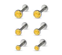 Soul-Cats 3er Set Ohrstecker Edelstahl Ohrringe zum Schrauben Mini Fakeplug Unisex in der Farbe Gelb