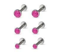 Soul-Cats 3er Set Ohrstecker Edelstahl Ohrringe zum Schrauben Mini Fakeplug Unisex in der Farbe Pink