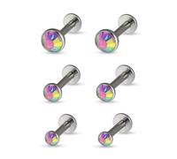 Soul-Cats 3er Set Ohrstecker Edelstahl Ohrringe zum Schrauben Mini Fakeplug Unisex in der Farbe Regenbogen