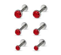 Soul-Cats 3er Set Ohrstecker Edelstahl Ohrringe zum Schrauben Mini Fakeplug Unisex in der Farbe Rot