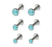 Soul-Cats 3er Set Ohrstecker Edelstahl Ohrringe zum Schrauben Mini Fakeplug Unisex in der Farbe Türkis