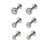 Soul-Cats 3er Set Ohrstecker Edelstahl Ohrringe zum Schrauben Mini Fakeplug Unisex in der Farbe Weiß