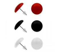 Soul-Cats 3er Set runde Ohrstecker in schwarz, rot und weiß, aus Acryl mit Edelstahlstift, Ø ca. 14 mm