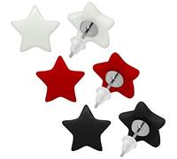 Soul-Cats 3er Set Stern Ohrstecker Rockabilly Pin-up Retro rot schwarz weiß Ø 11 16 25, Größe: 16 mm