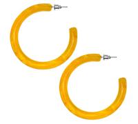 Soul-Cats Acryl Creolen im Retro look der 80s für Damen, Farbe: senfgelb