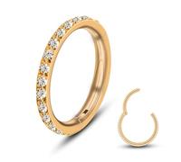 Soul-Cats Edelstahl Clicker Piercingring Septum Segmentring mit Strass-Steinen aus Edelstahl in gold für Damen und Herren, Größe:8 mm, Farbe:gold