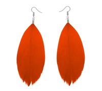 Soul-Cats Feder Ohrringe Damen Boho Statement Ohrhänger Bunt Leicht Hippie Party Festival Schmuck, Farbe: orange