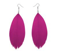 Soul-Cats Feder Ohrringe Damen Boho Statement Ohrhänger Bunt Leicht Hippie Party Festival Schmuck, Farbe: lila