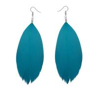 Soul-Cats Feder Ohrringe Damen Boho Statement Ohrhänger Bunt Leicht Hippie Party Festival Schmuck, Farbe: türkis