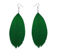 Soul-Cats Feder Ohrringe Damen Boho Statement Ohrhänger Bunt Leicht Hippie Party Festival Schmuck, Farbe: grün
