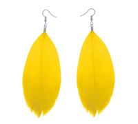 Soul-Cats Feder Ohrringe Damen Boho Statement Ohrhänger Bunt Leicht Hippie Party Festival Schmuck, Farbe: gelb