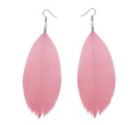 Soul-Cats Feder Ohrringe Damen Boho Statement Ohrhänger Bunt Leicht Hippie Party Festival Schmuck, Farbe: rosa