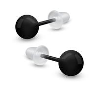 Soul-Cats Keramik Ohrstecker 6 mm Kugel Perle - Mehrfarbig, Unisex, mit Silikonverschluss, Leicht & Hautfreundlich (schwarz)