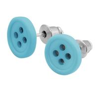 Soul-Cats kleine Knopf Ohrstecker in hellblau für Damen Mädchen, Vintage Ohrringe im Retro Look aus Kunststoff