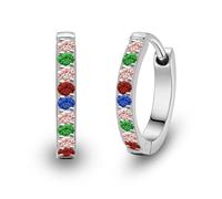 Soul-Cats Kleine runde Creolen aus Edelstahl in Silber Ø16mm mit bunten Zirkonia - klassischer Ohrschmuck für Damen