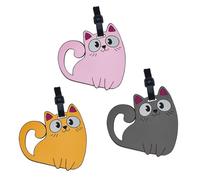 Soul-Cats Kofferanhänger Katze Silikon Gepäckanhänger für Kinder Namensschild & Reiseanhänger für Kids Koffer, Set