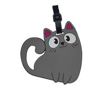 Soul-Cats Kofferanhänger Katze Silikon Gepäckanhänger für Kinder Namensschild & Reiseanhänger für Kids Koffer, grau