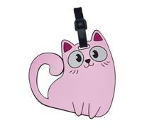 Soul-Cats Kofferanhänger Katze Silikon Gepäckanhänger für Kinder Namensschild & Reiseanhänger für Kids Koffer, rosa