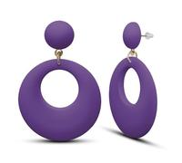 Soul-Cats Moderne Statement Ohrringe für Damen im Retro Style der 80er Jahre lila Ohrhänger aus Kunststoff Leicht & Bequem