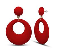 Soul-Cats Moderne Statement Ohrringe für Damen im Retro Style der 80er Jahre rote Ohrhänger aus Kunststoff Leicht & Bequem