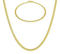 Soul-Cats Panzerkette mit oder ohne Armband für Männer, Herren aus Edelstahl, Breite: 3 mm, Auswahl: Kette 55 cm + Armband, Farbe: Gold.