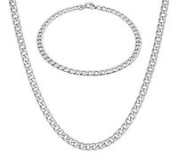 Soul-Cats Panzerkette mit oder ohne Armband für Männer, Herren aus Edelstahl, Breite: 5 mm, Auswahl: Kette 55 cm + Armband, Farbe: Silber