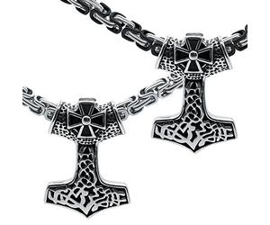 Soul-Cats Thorshammer Anhänger Königskette Edelstahl Mjölnir Mjöllnir Thors Hammer Thor, Farbe: ohne Kette;Länge: nur Anhänger