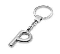 SoulCats 3D Buchstaben Schlüsselanhänger aus massiven Edelstahl in Silber, Buchstabe: P