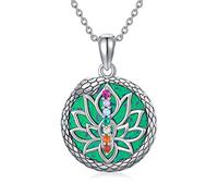 SOULMEET 7 Chakra Halskette Heilung Kristall Lotus Blume Anhänger Halskette Spiritueller Schmuck Geschenke für Frauen Yoga Liebhaber Sterling Silber