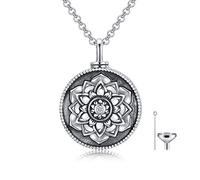 SOULMEET S925 Sterling Silber Urne Halskette für Asche Lotus Flower Cremation Halskette für Mama Papa Frauen Männer Hund für Immer in Meinem Herzen Schmuck