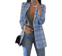 Soulolo Blazer Damen Elegant Damenjacke Longblazer Business Lang Jacke Slim Jacke Mantel Damen Cardigan Anzüge Bedruckter Anzug