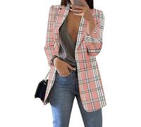 Soulolo Blazer Damen Elegant Damenjacke Longblazer Business Lang Jacke Slim Jacke Mantel Damen Cardigan Anzüge Bedruckter Anzug